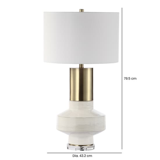 Crotone White Linen Shade Table Lamp With White Ceramic Base_6
