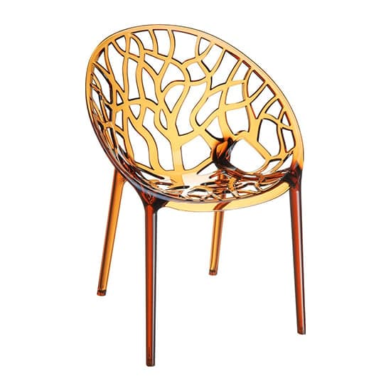 Cancun Clear Polycarbonate Transparent Dining Chair In Amber_1