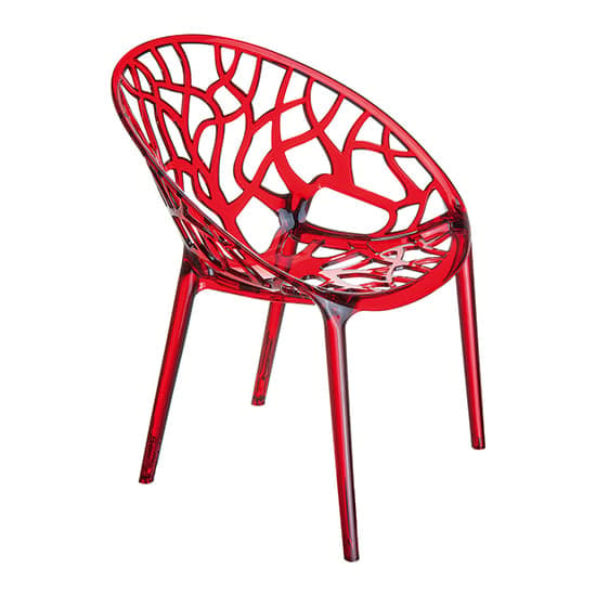 Cancun Clear Polycarbonate Transparent Dining Chair In Red_2