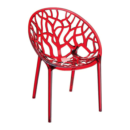Cancun Clear Polycarbonate Transparent Dining Chair In Red