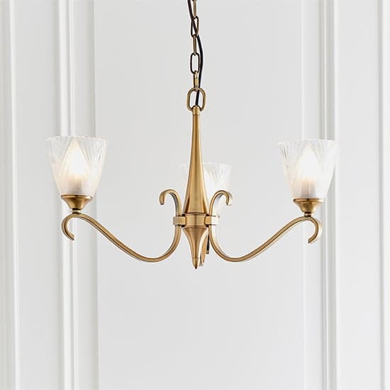 Cua 3 Lights Ceiling Pendant Light In Brass With Deco Glass_1