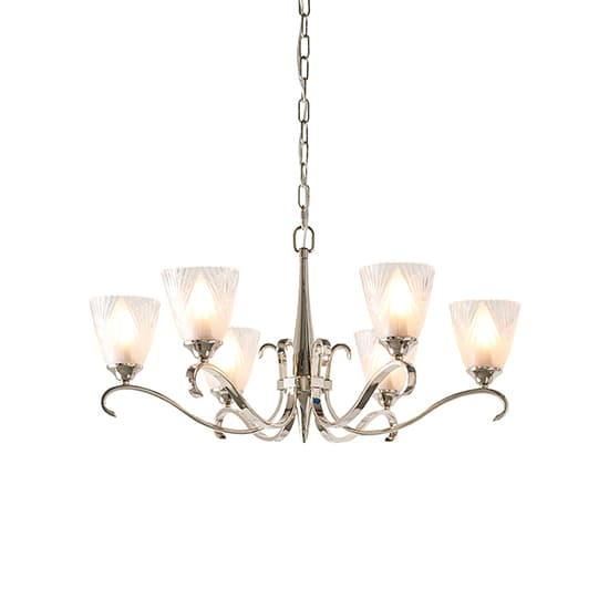 Cua 6 Lights Ceiling Pendant Light In Nickel With Deco Glass_4
