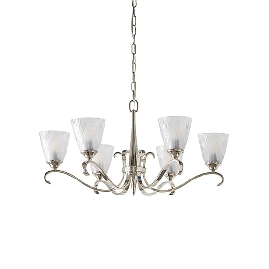 Cua 6 Lights Ceiling Pendant Light In Nickel With Deco Glass_5