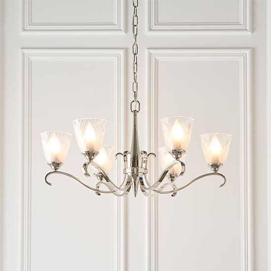 Cua 6 Lights Ceiling Pendant Light In Nickel With Deco Glass_1