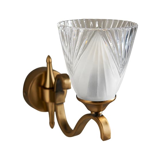 Cua Single Wall Light In Antique Brass With Deco Glass_5