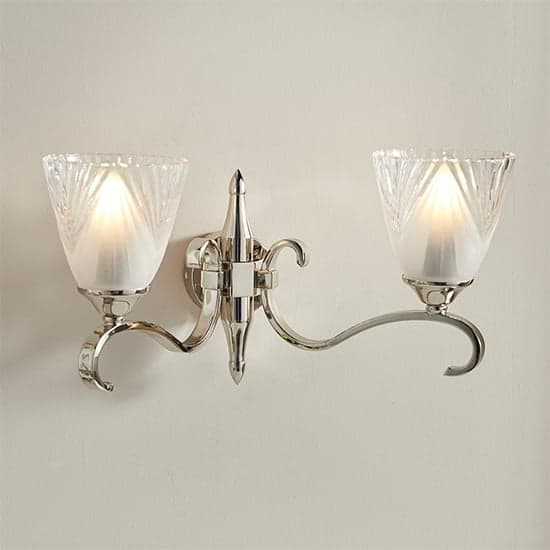 Cua Twin Wall Light In Bright Nickel With Deco Glass_1