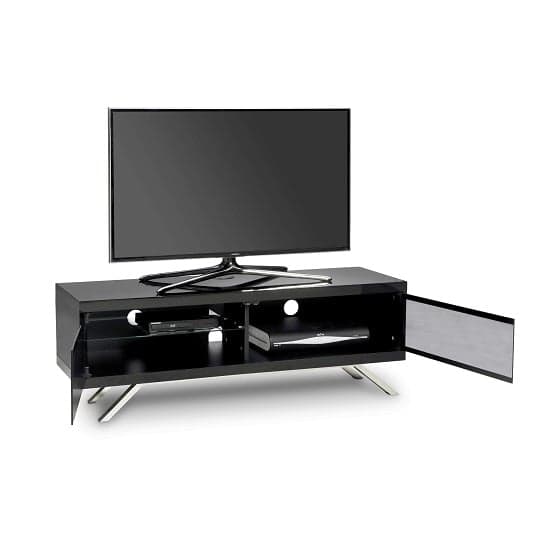 Cubic Contemporary TV Stand In Black Gloss With 2 Doors_2
