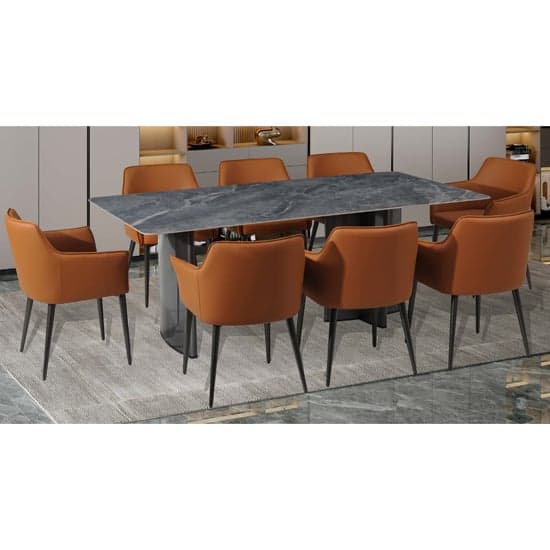 Cuneo Sintered Stone Dining Table With 6 Tan Chairs_1
