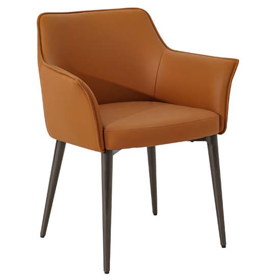 Cuneo Tan Faux Leather Dining Chairs In Pair_2