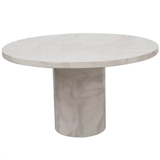Cupric Round Marble Dining Table With 6 Bevin Pewter Chairs_2