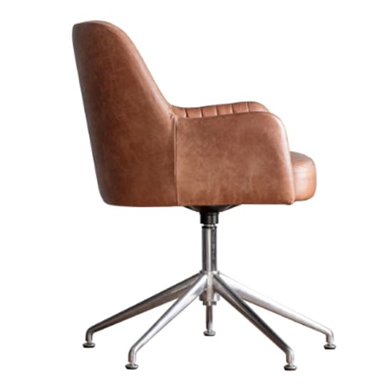 Curia Swivel Leather Home And Office Chair In Vintage Brown_4