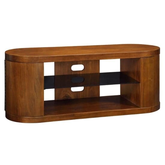 Curved Wooden LCD TV STand In Walnut Veneer_2