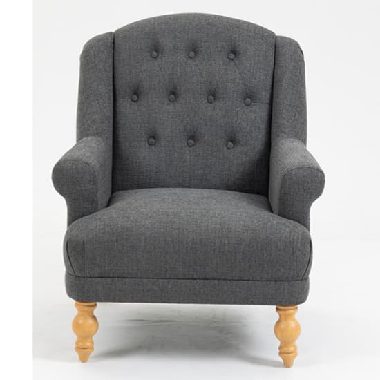 Cusco Fabric Bedroom Chair In Dark Grey With Oak Legs_2