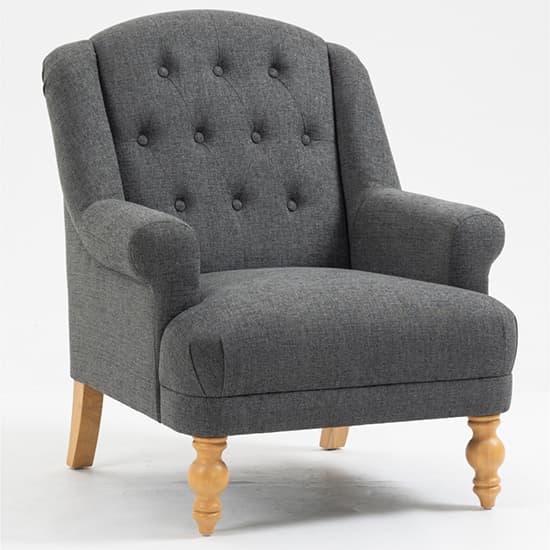 Cusco Fabric Bedroom Chair In Dark Grey With Oak Legs_4