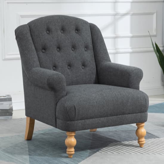 Cusco Fabric Bedroom Chair In Dark Grey With Oak Legs_1