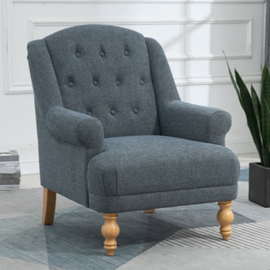 Cusco Fabric Bedroom Chair In Ocean With Oak Legs_1