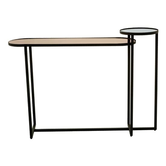 Cusco Smoked Mirror Glass Console Table With Black Metal Frame_2
