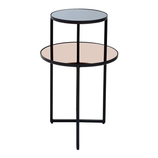 Cusco Smoked Mirror Glass Side Table With Black Metal Frame_2