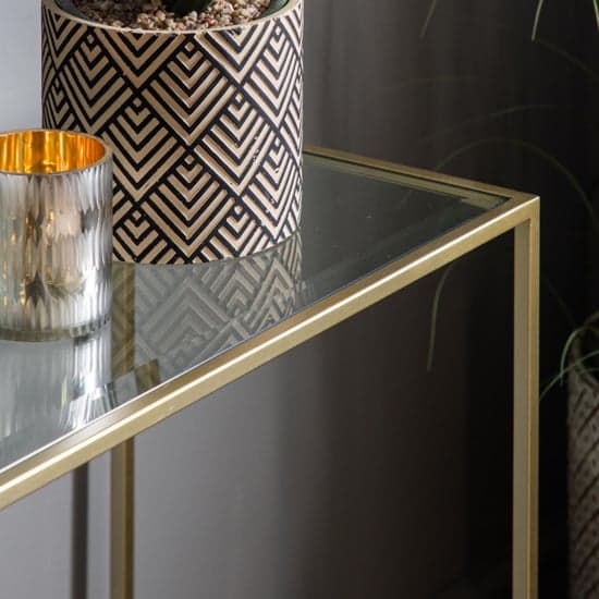 Custer Clear Glass Console Table With Champagne Metal Frame_3
