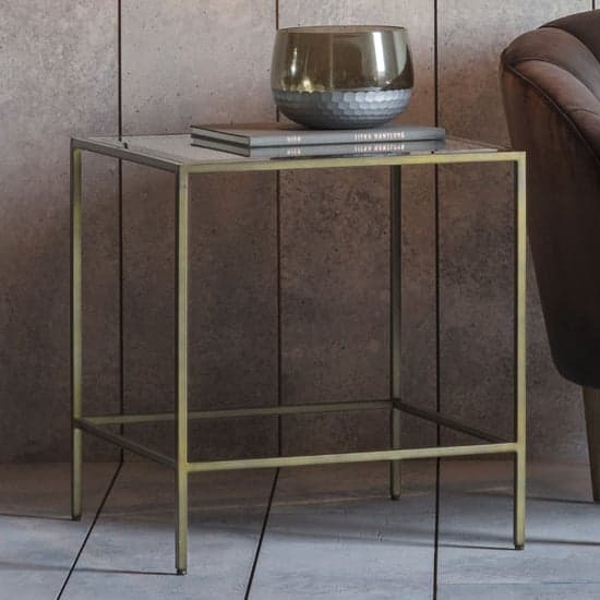 Custer Clear Glass Side Table With Bronze Metal Frame_1
