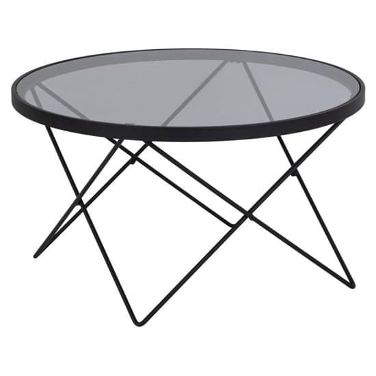 Cuxtun Smoked Glass Coffee Table Round With Black Frame_2