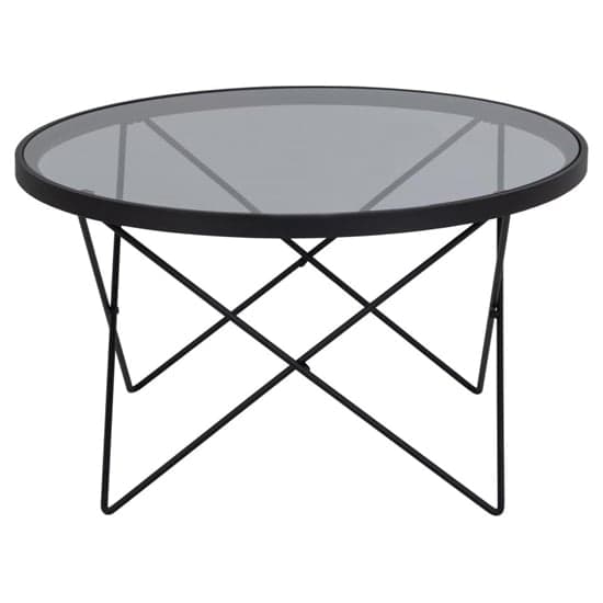 Cuxtun Smoked Glass Coffee Table Round With Black Frame_3
