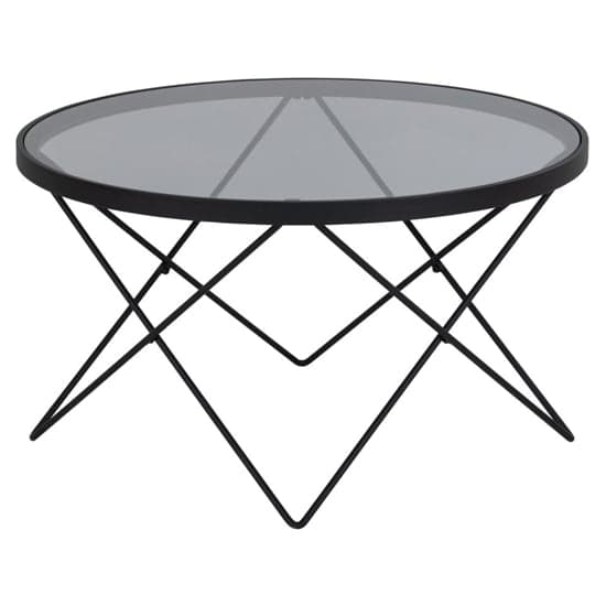 Cuxtun Smoked Glass Coffee Table Round With Black Frame_4