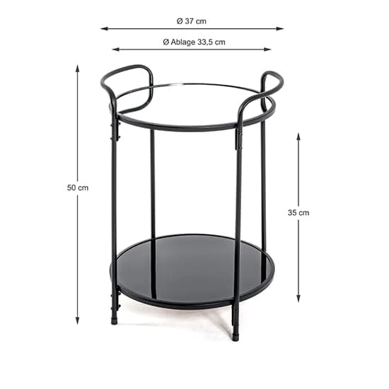 Cuyahoga Round Mirrored Side Table With Black Metal Frame_3
