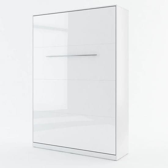 Cyan High Gloss Double Bed Wall Vertical In White_1