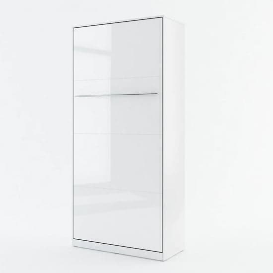 Cyan High Gloss Single Bed Wall Vertical In White_1