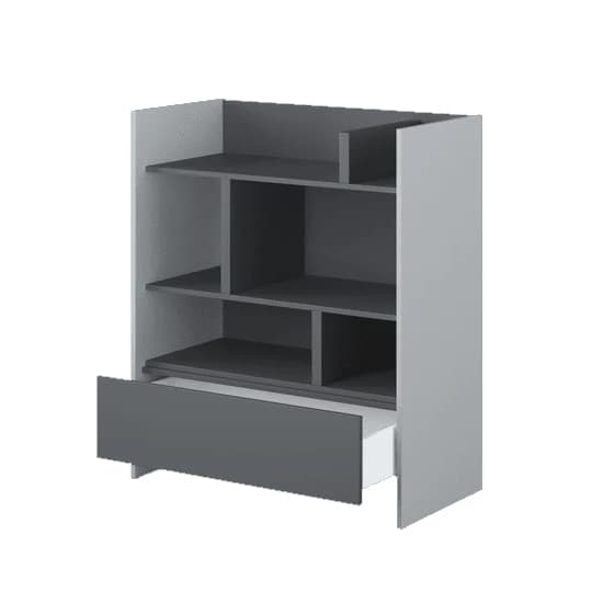 Cyan Wooden Bookcase With 1 Drawer In Grey_2