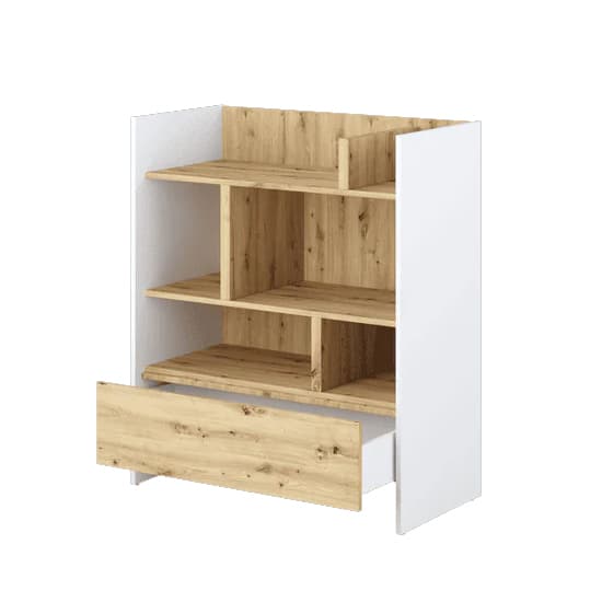 Cyan Wooden Bookcase With 1 Drawer In White_2