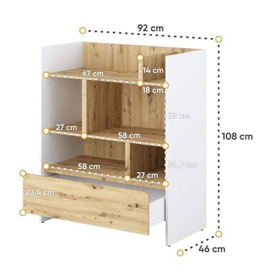 Cyan Wooden Bookcase With 1 Drawer In White_3