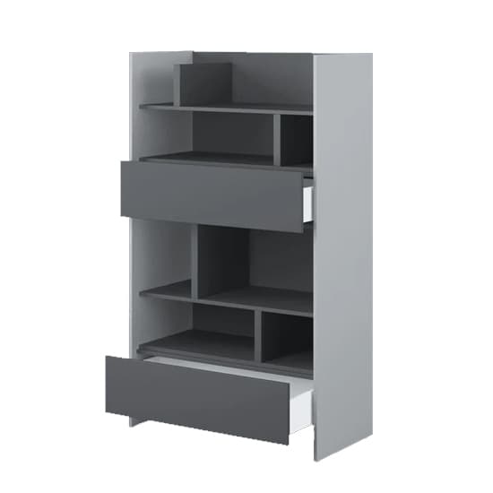 Cyan Wooden Bookcase Medium With 2 Drawers In Grey_2