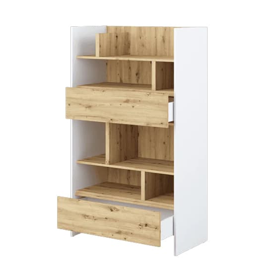 Cyan Wooden Bookcase Medium With 2 Drawers In White_2