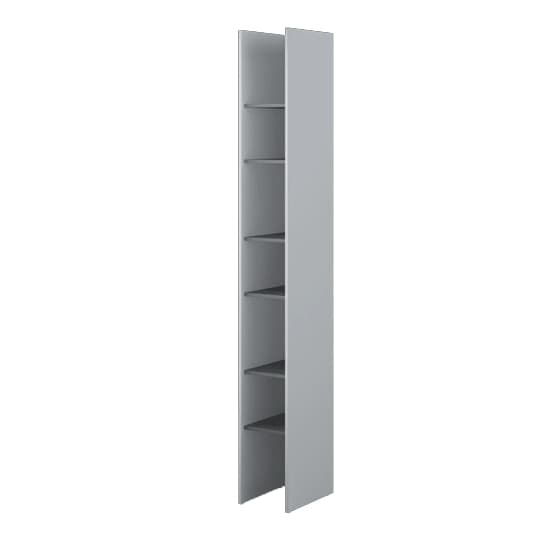 Cyan Wooden Bookcase Narrow With 6 Shelves In Grey_1
