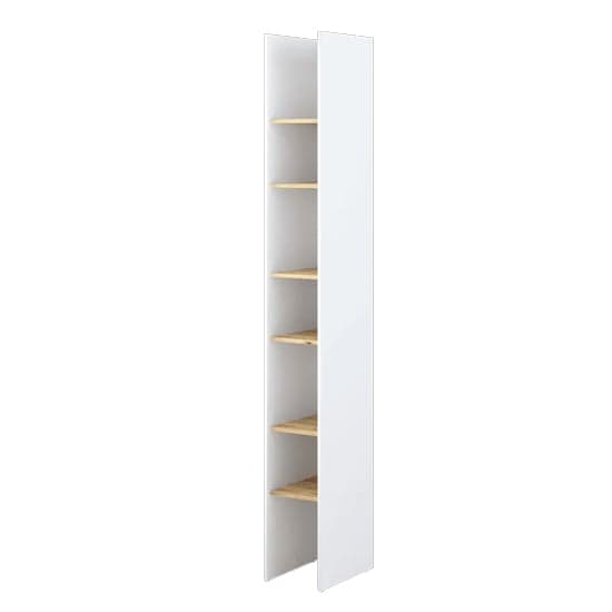 Cyan Wooden Bookcase Narrow With 6 Shelves In White_1