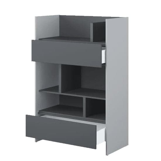 Cyan Wooden Bookcase Small With 2 Drawers In Grey_2