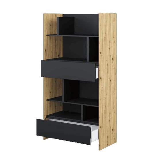 Cyan Wooden Bookcase Tall With 2 Drawers In Artisan Oak_2