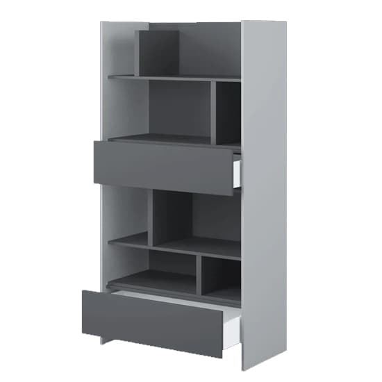 Cyan Wooden Bookcase Tall With 2 Drawers In Grey_2