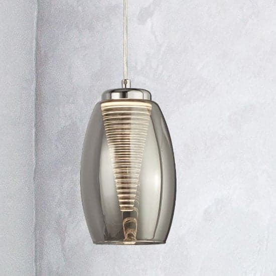 Cyclone Wall Hung 1 Pendant Light In Chrome With Smoked Glass_2
