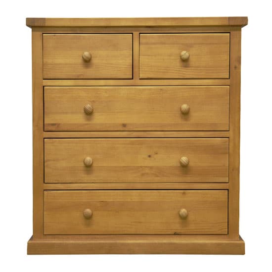 Cyprian Wooden Chest Of Drawers In Chunky Pine With 5 Drawers_2
