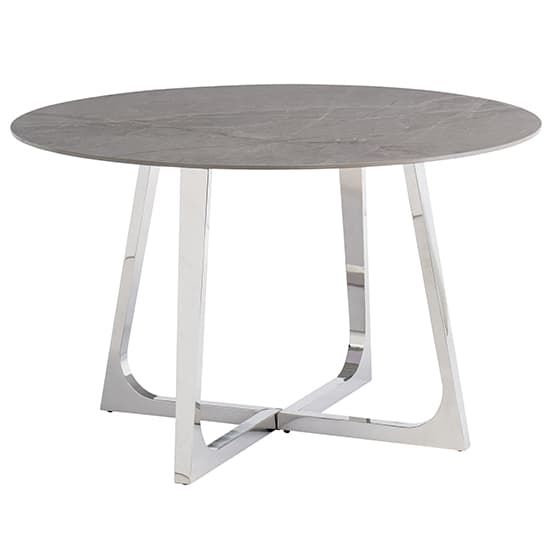 Dacia Round 130cm Grey Marble Dining Table 4 Aggie Grey Chairs_2