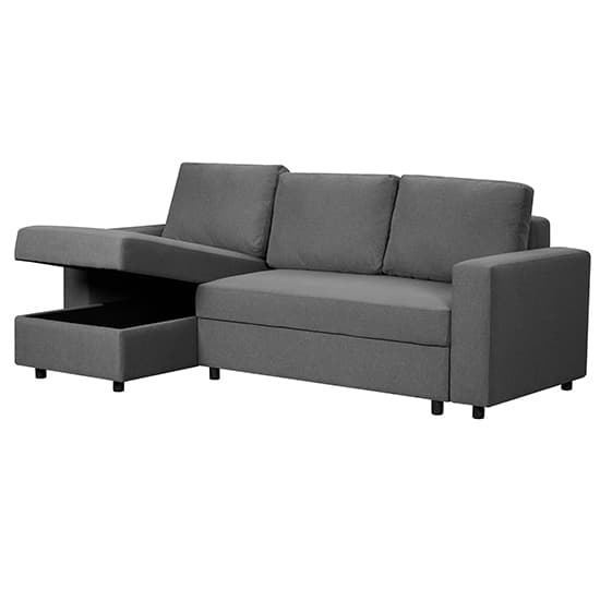 Dagmar Corner Sofa Bed In Dark Grey Fabric With Storage Furniture in