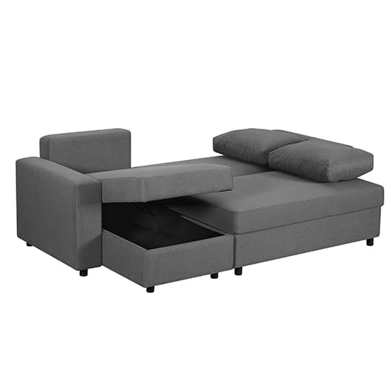 Dagmar Corner Sofa Bed In Dark Grey Fabric With Storage Furniture in