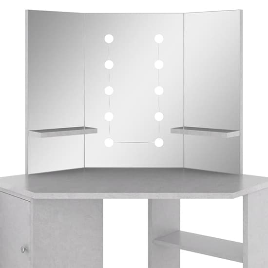 Dagna Corner Wooden Dressing Table In Concrete Effect With LED_6