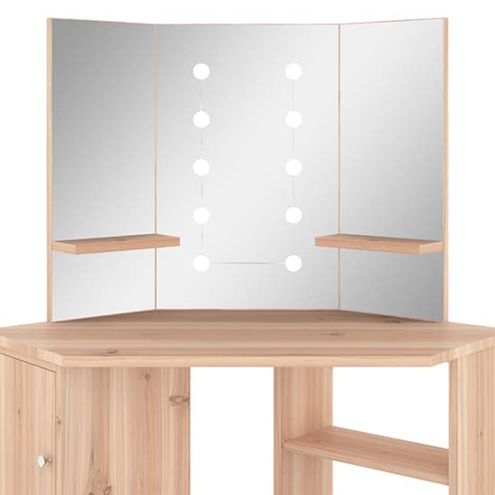 Dagna Corner Wooden Dressing Table In Oak With LED Lights Furniture