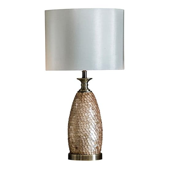 Dahlia Ivory Fabric Shade Table Lamp In Antique Brass_1