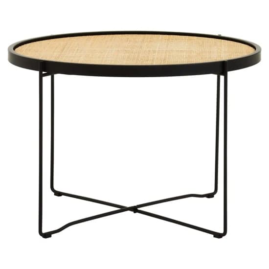Daire Coffee Table Round With Black Cross Metal Legs_2