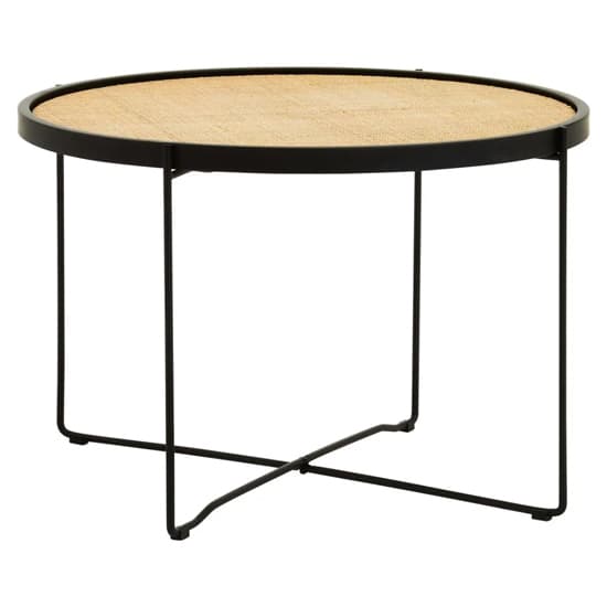 Daire Coffee Table Round With Black Cross Metal Legs Furniture in Fashion